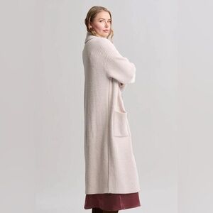 Magaschoni Elegant Cream Open-Front Sweater Duster
